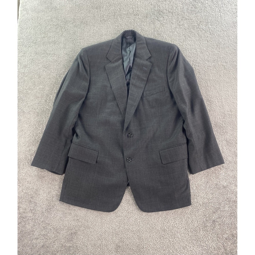 Ercole's Suit Jacket 44 R Gray Wool Windowpane Luxury Designer Loro Piana Italy